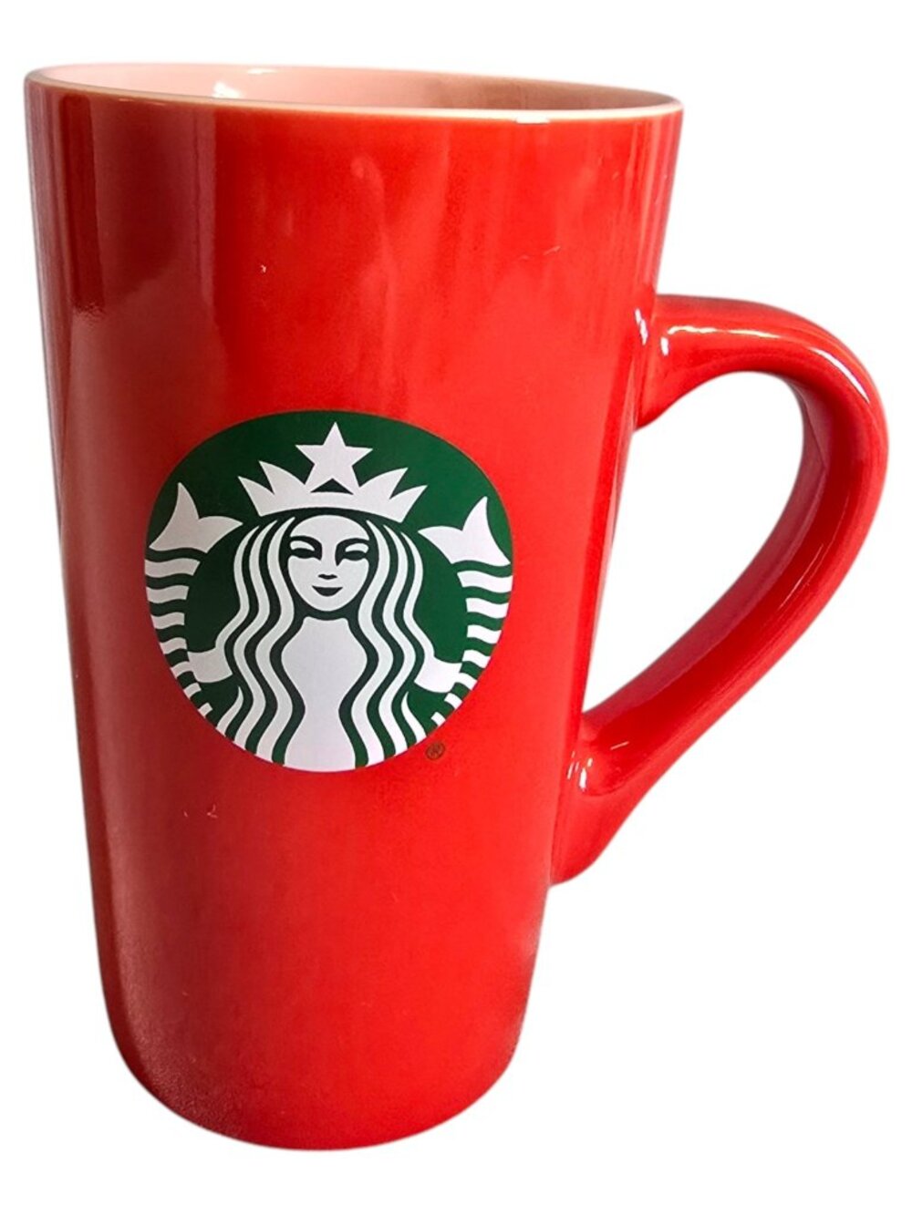 Starbucks Tall Ceramic Tea / Coffee Mug 16 oz 2024 Red w/ Green Mermaid